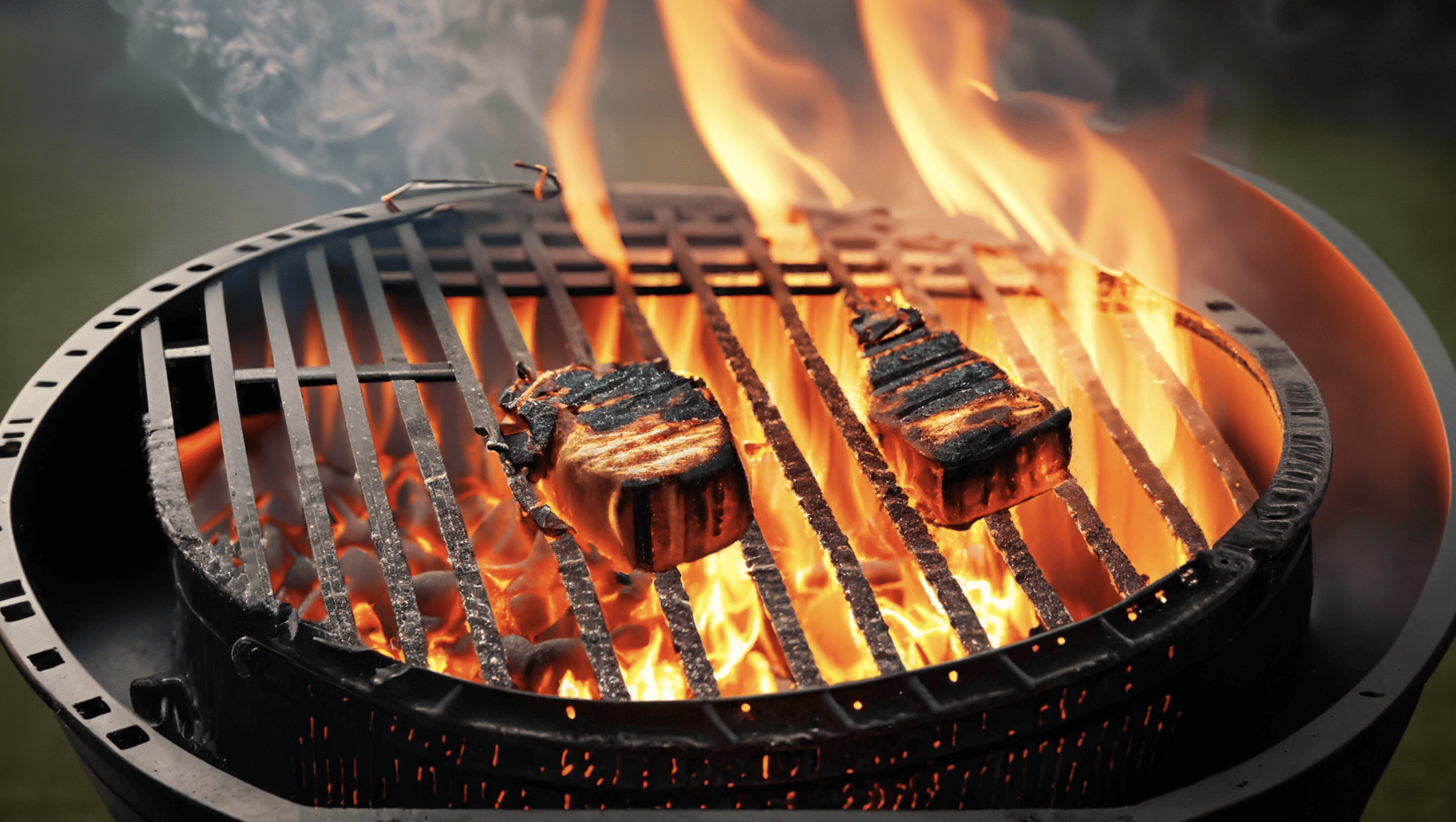 Grill on fire